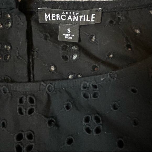 J. Crew Mercantile Top Womens Size S Linen Blend Black Eyelet Feminine Loose Fit - Picture 8 of 8